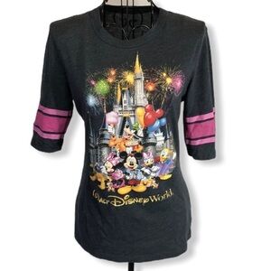 Disney World Cinderella's Castle Raglan Top Gray Size Small